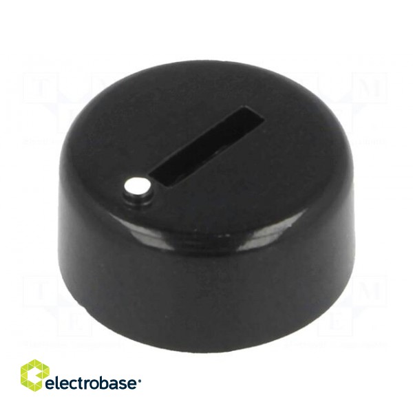 Knob | miniature | plastic | Øshaft: 6mm | Ø12x4.5mm | black | push-in paveikslėlis 1