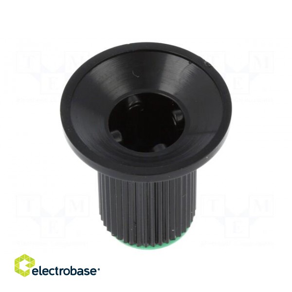 Knob | with flange | plastic | Øshaft: 6mm | Ø10x19mm | black | green paveikslėlis 2