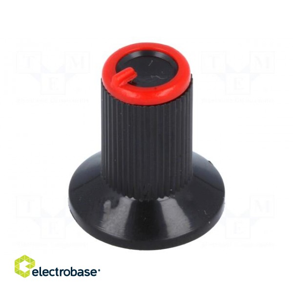 Knob | with flange | plastic | Øshaft: 6mm | Ø10x19mm | black | red image 1