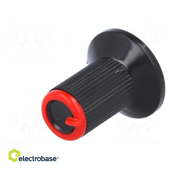 Knob | with flange | plastic | Øshaft: 6mm | Ø10x19mm | black | red image 2
