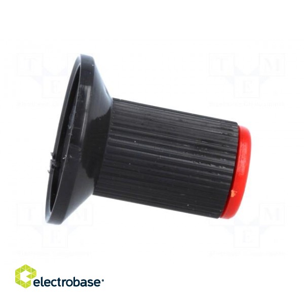 Knob | with flange | plastic | Øshaft: 6mm | Ø10x19mm | black | red image 7