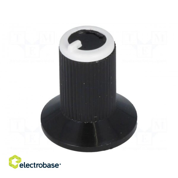 Knob | with flange | plastic | Øshaft: 6mm | Ø10x19mm | black | white image 1