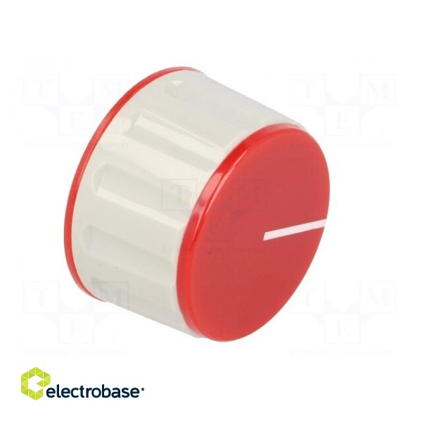 Knob | with pointer | ABS | Øshaft: 6mm | Ø36.7x21.8mm | grey | red фото 8