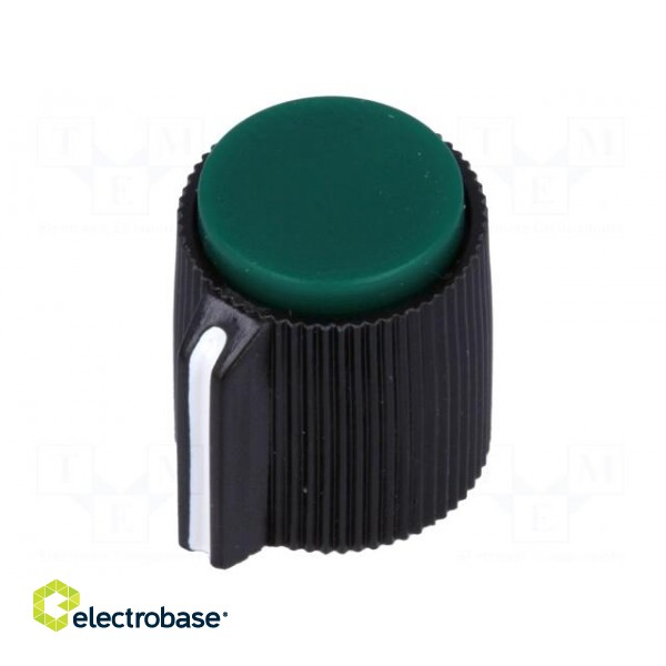 Knob | with pointer | plastic | Øshaft: 6.35mm | Ø13x15mm | green paveikslėlis 1