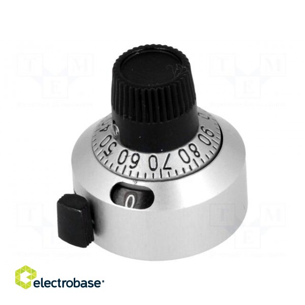 Precise knob | with counting dial | Shaft d: 6.35mm | Ø22.2x22.2mm image 1