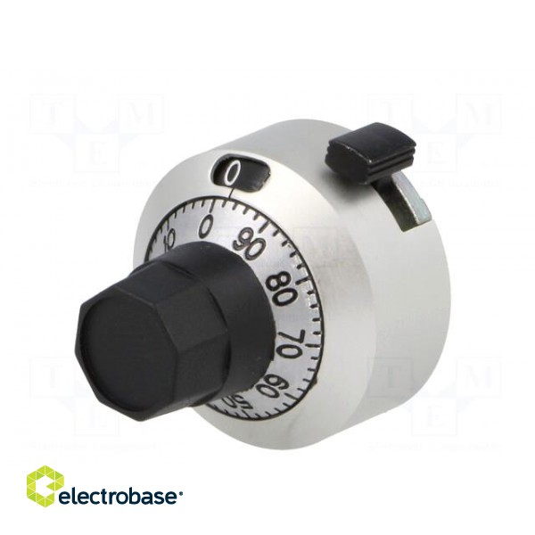 Precise knob | with counting dial | Shaft d: 6.35mm | Ø22.2x22mm paveikslėlis 2
