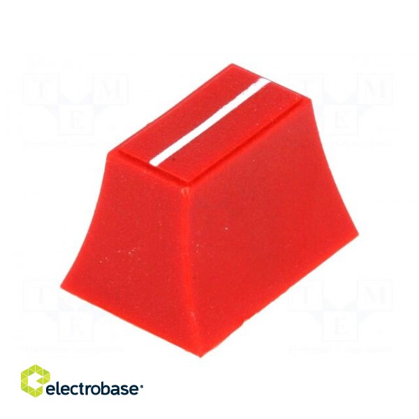Knob: slider | Colour: red | 20x14x13mm | Mat: plastic | Pointer: white paveikslėlis 1