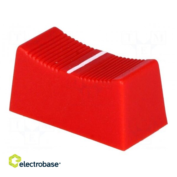 Knob: slider | red | 23x11x11mm | Width shaft 3/4mm | plastic image 1
