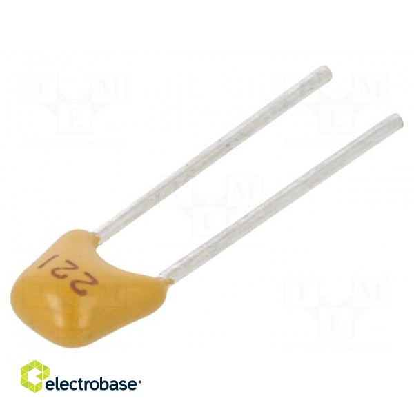 Capacitor: ceramic | 220pF | 50V | C0G (NP0) | ±5% | THT | 2.54mm