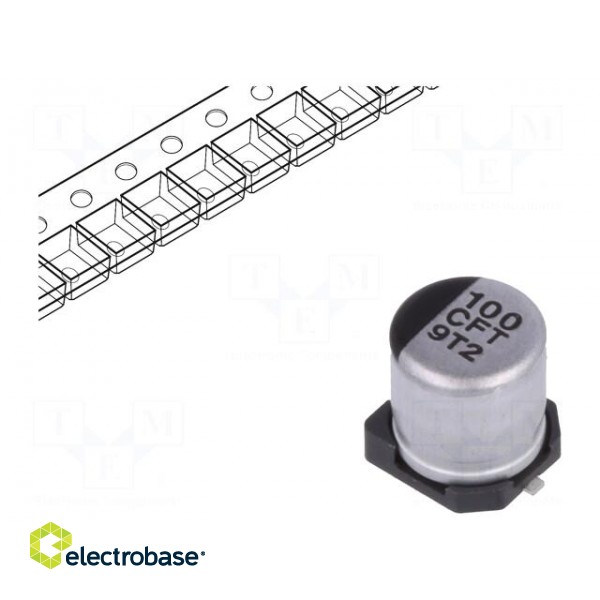 Capacitor: electrolytic | low ESR | SMD | 100uF | 16VDC | Ø5x5.8mm | ±20%