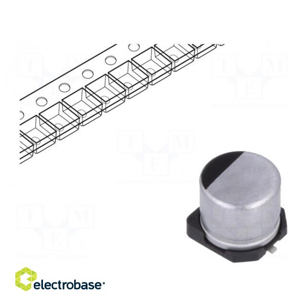 Capacitor: electrolytic | low ESR | SMD | 100uF | 25VDC | Ø6.3x5.8mm