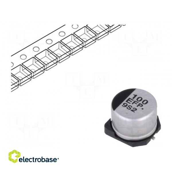 Capacitor: electrolytic | low ESR | SMD | 100uF | 25VDC | Ø8x6.2mm | ±20%