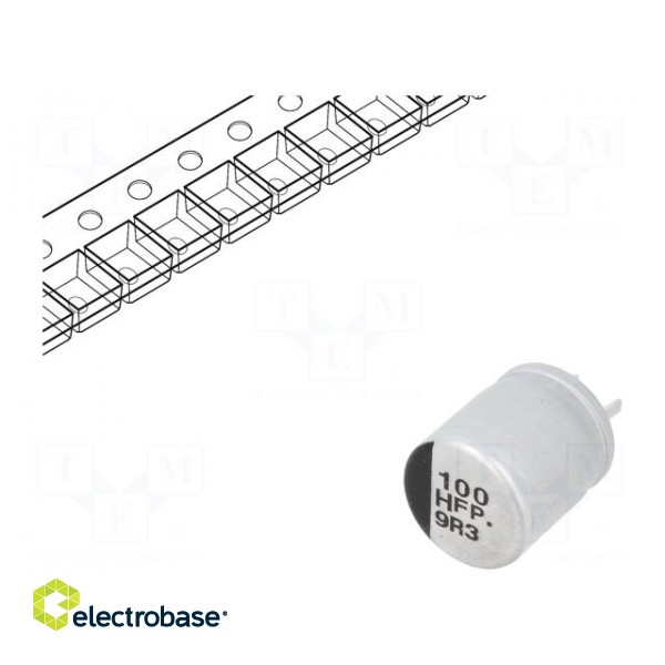 Capacitor: electrolytic | low ESR | SMD | 100uF | 50VDC | Ø8x10.2mm image 1