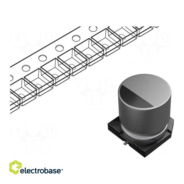 Capacitor: electrolytic | low ESR | SMD | 150uF | 63VDC | Ø12.5x13.5mm