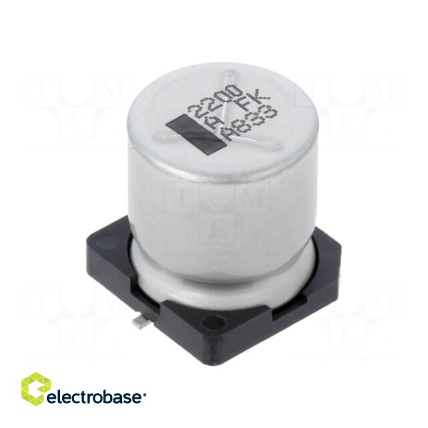 Capacitor: electrolytic | low ESR | SMD | 2200uF | 10VDC | Ø12.5x13.5mm