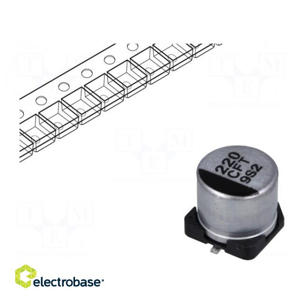 Capacitor: electrolytic | low ESR | SMD | 220uF | 16VDC | Ø6.3x5.8mm