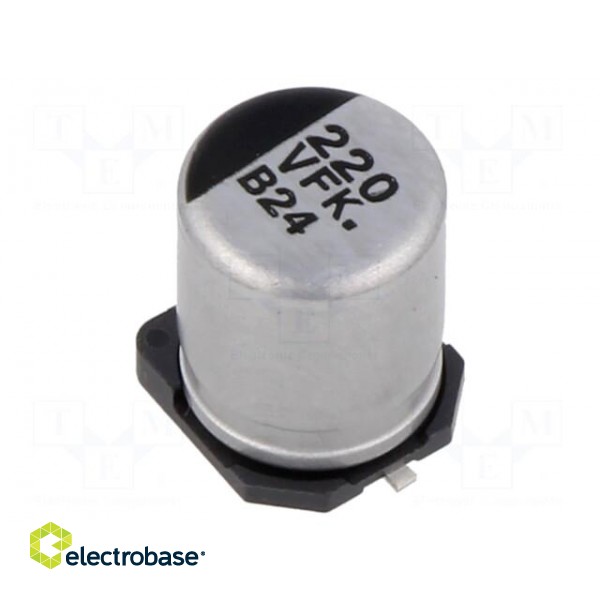 Capacitor: electrolytic | low ESR | SMD | 220uF | 35VDC | Ø8x10.2mm paveikslėlis 1
