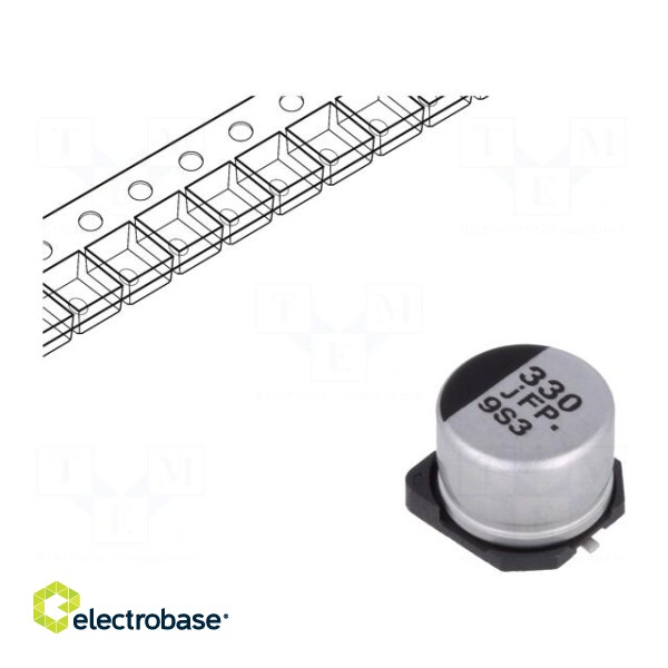 Capacitor: electrolytic | low ESR | SMD | 330uF | 6.3VDC | Ø8x6.2mm