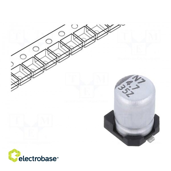 Capacitor: electrolytic | low ESR | SMD | 4.7uF | 35VDC | Ø4x5.7mm | ±20%