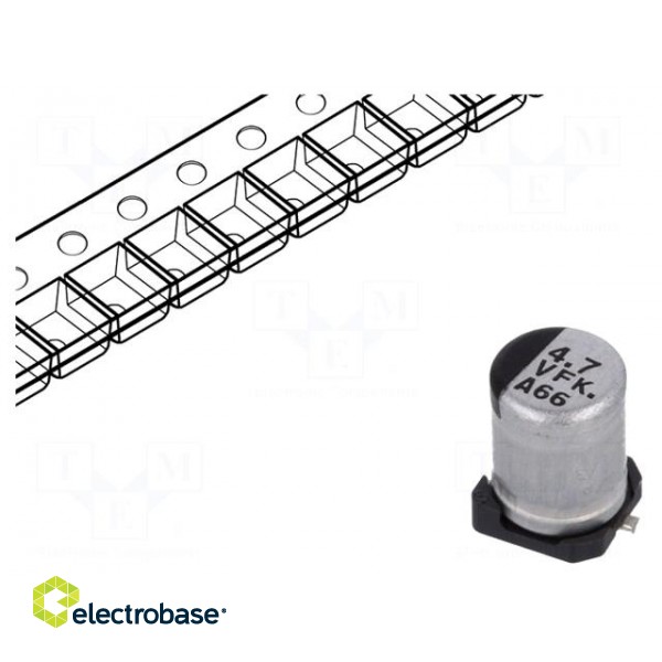 Capacitor: electrolytic | low ESR | SMD | 4.7uF | 35VDC | Ø4x5.8mm | ±20%