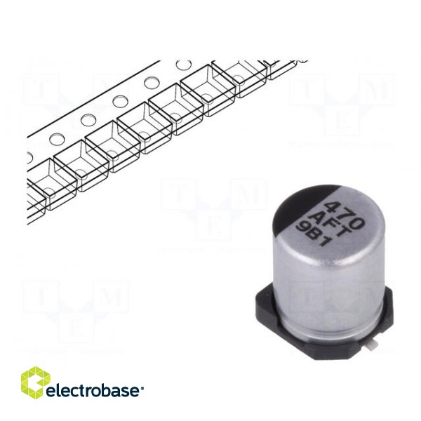 Capacitor: electrolytic | low ESR | SMD | 470uF | 10VDC | Ø6.3x7.7mm