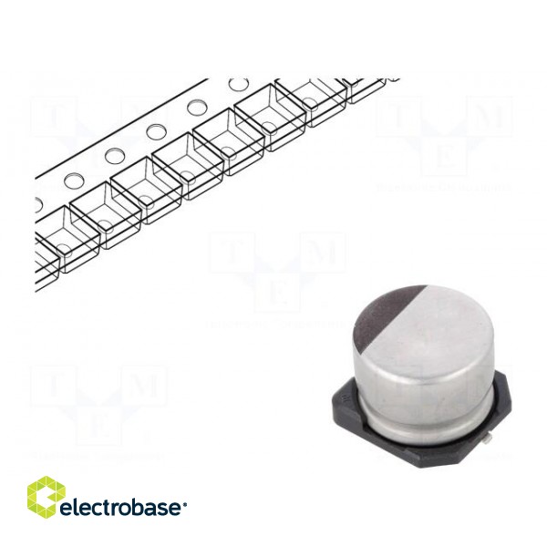 Capacitor: electrolytic | low ESR | SMD | 470uF | 35VDC | Ø10x13.5mm