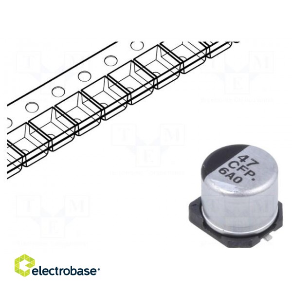 Capacitor: electrolytic | low ESR | SMD | 47uF | 16VDC | Ø6.3x5.8mm