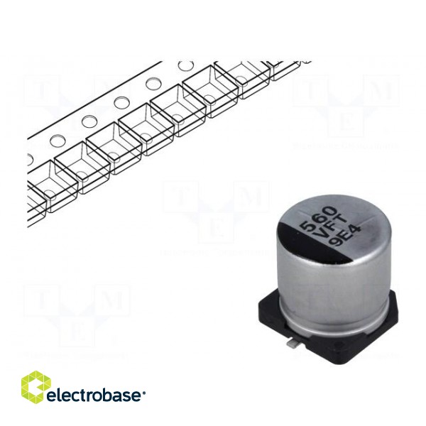 Capacitor: electrolytic | low ESR | SMD | 560uF | 35VDC | Ø10x10.2mm
