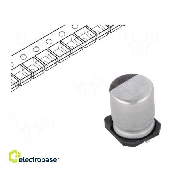 Capacitor: electrolytic | SMD | 100uF | 16VDC | Ø6.3x5.8mm | ±20% | 2000h