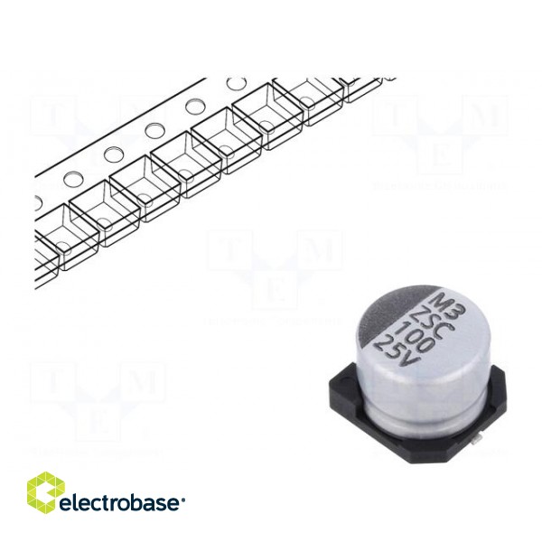 Capacitor: electrolytic | low ESR | SMD | 100uF | 25VDC | Ø8x6.5mm | ±20%