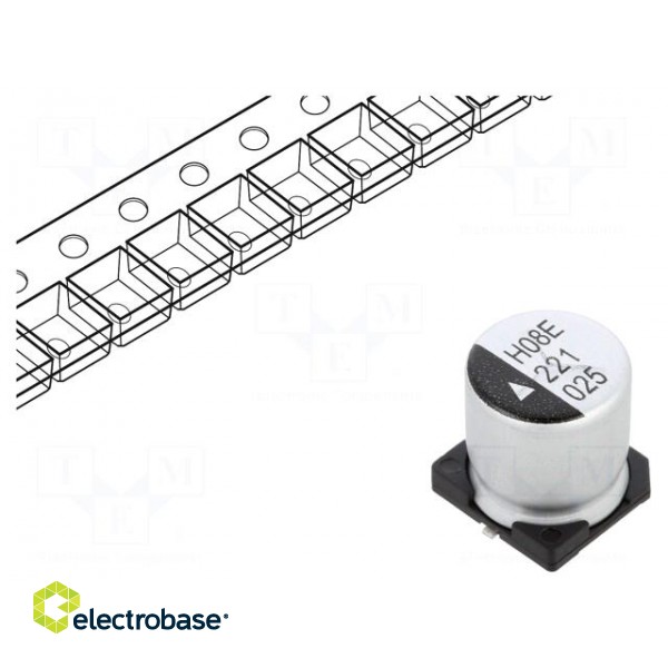 Capacitor: electrolytic | SMD | 220uF | 25VDC | Ø10x10.5mm | 2000h