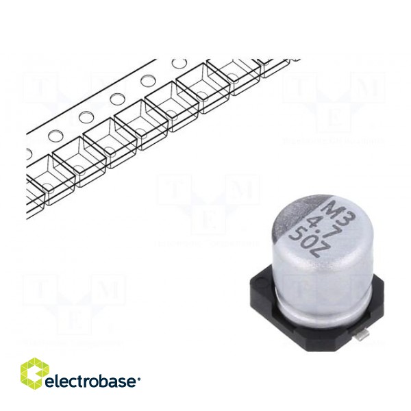 Capacitor: electrolytic | low ESR | SMD | 4.7uF | 50VDC | Ø5x5.7mm | ±20%