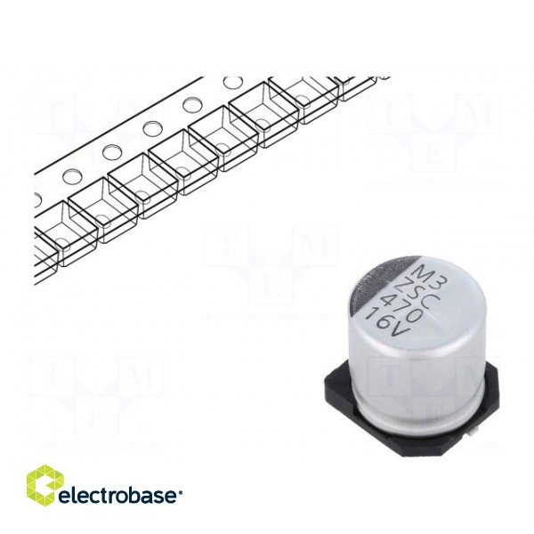Capacitor: electrolytic | low ESR | SMD | 470uF | 16VDC | Ø10x10mm | ±20%