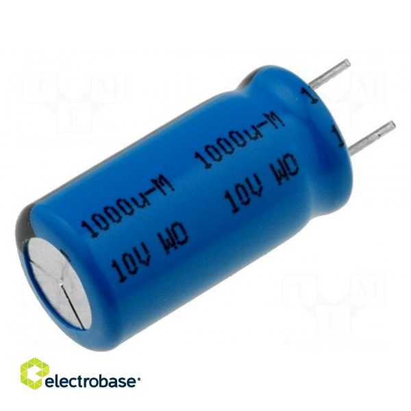 Capacitor: electrolytic | low ESR | THT | 1000uF | 10VDC | Ø10x20mm