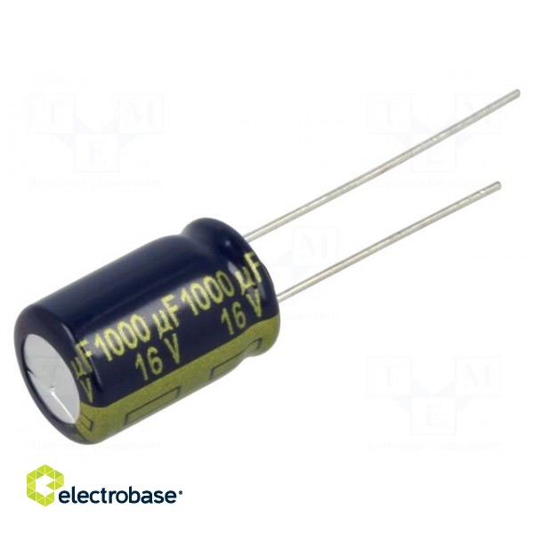 Capacitor: electrolytic | low ESR | THT | 1000uF | 16VDC | Ø10x16mm image 1