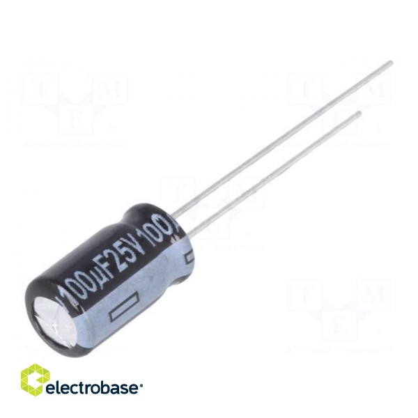 Capacitor: electrolytic | low impedance | THT | 100uF | 25VDC | ±20%