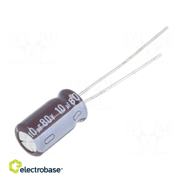 Capacitor: electrolytic | low ESR | THT | 10uF | 80VDC | Ø6.3x11mm | ±20%