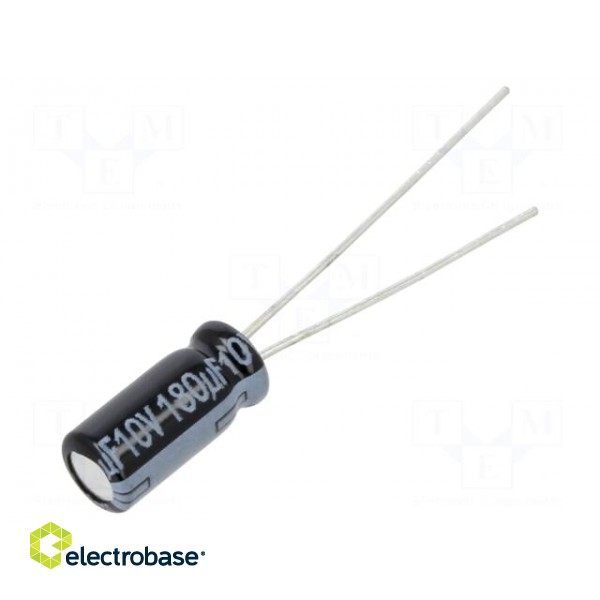 Capacitor: electrolytic | low ESR | THT | 180uF | 10VDC | Ø5x11mm | ±20%