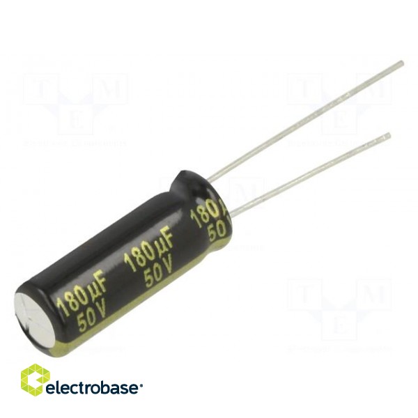 Capacitor: electrolytic | low ESR | THT | 180uF | 50VDC | Ø8x20mm | ±20%