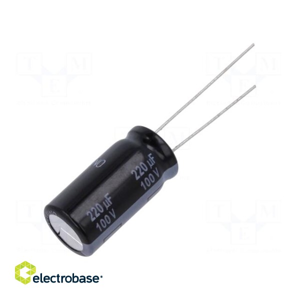Capacitor: electrolytic | low ESR | THT | 220uF | 100VDC | Ø12.5x25mm