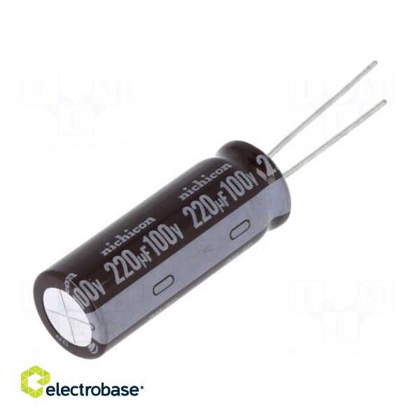 Capacitor: electrolytic | low ESR | THT | 220uF | 100VDC | Ø12.5x35.5mm