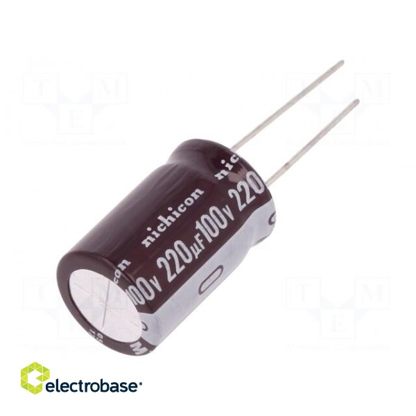 Capacitor: electrolytic | low ESR | THT | 220uF | 100VDC | Ø16x25mm