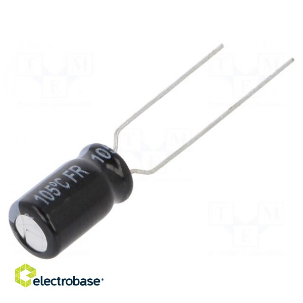 Capacitor: electrolytic | low ESR | THT | 220uF | 10VDC | Ø6.3x11.2mm
