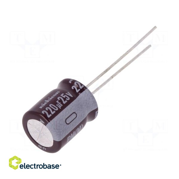 Capacitor: electrolytic | low ESR | THT | 220uF | 25VDC | Ø10x12.5mm