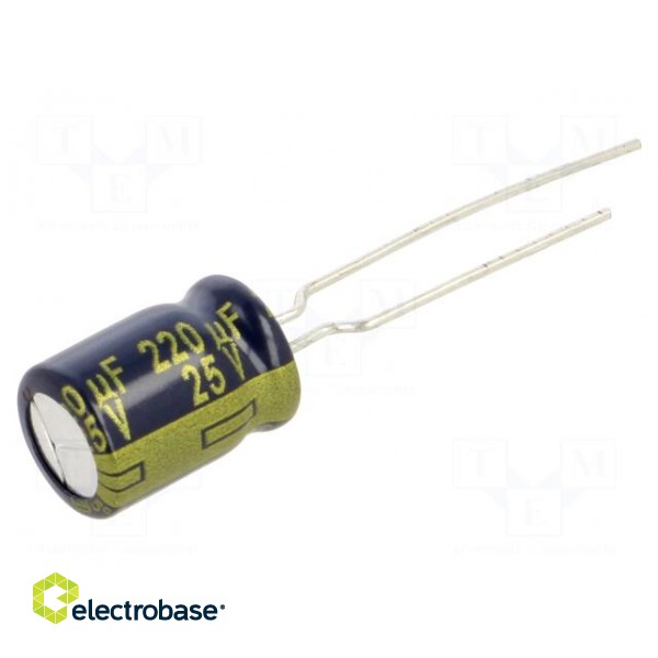 Capacitor: electrolytic | low ESR | THT | 220uF | 25VDC | Ø8x11.5mm