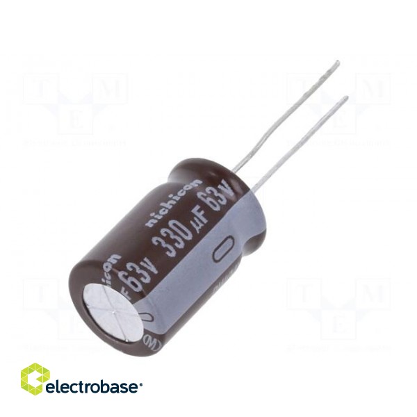 Capacitor: electrolytic | low ESR | THT | 330uF | 63VDC | Ø12.5x20mm