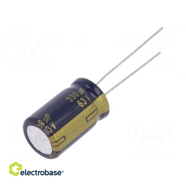 Capacitor: electrolytic | low impedance | THT | 330uF | 63VDC | ±20%