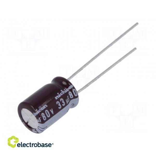 Capacitor: electrolytic | low impedance | THT | 33uF | 80VDC | ±20%