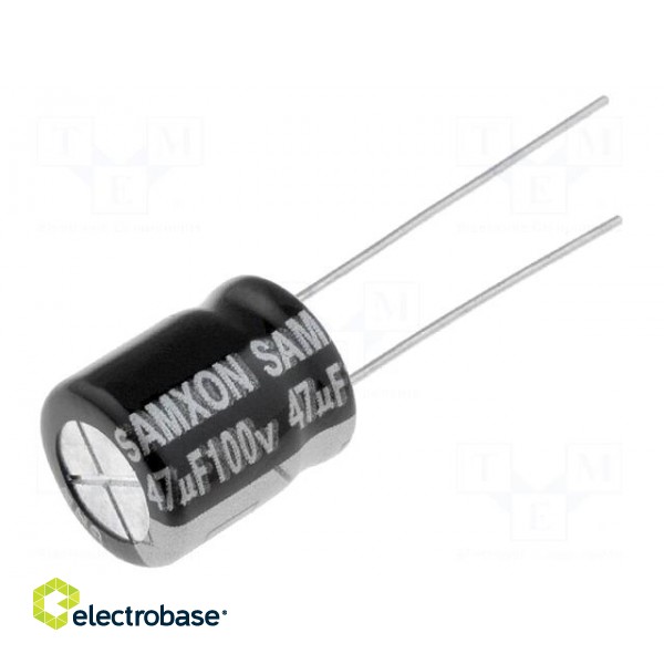 Capacitor: electrolytic | low ESR | THT | 47uF | 100VDC | Ø10x12.5mm