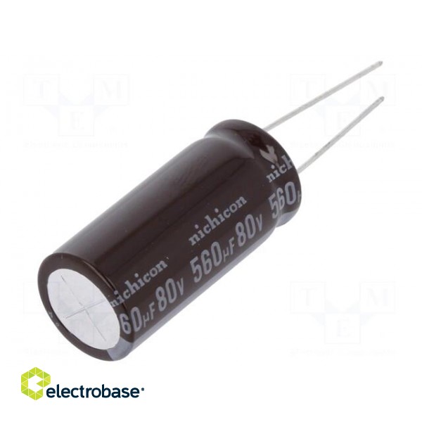 Capacitor: electrolytic | low impedance | THT | 560uF | 80VDC | ±20%